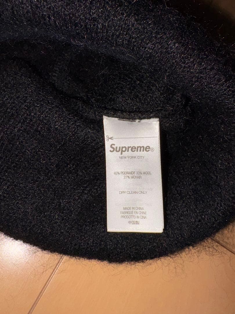 最終値下げ！Supreme 黒 ニット帽 モヘア ビーニー