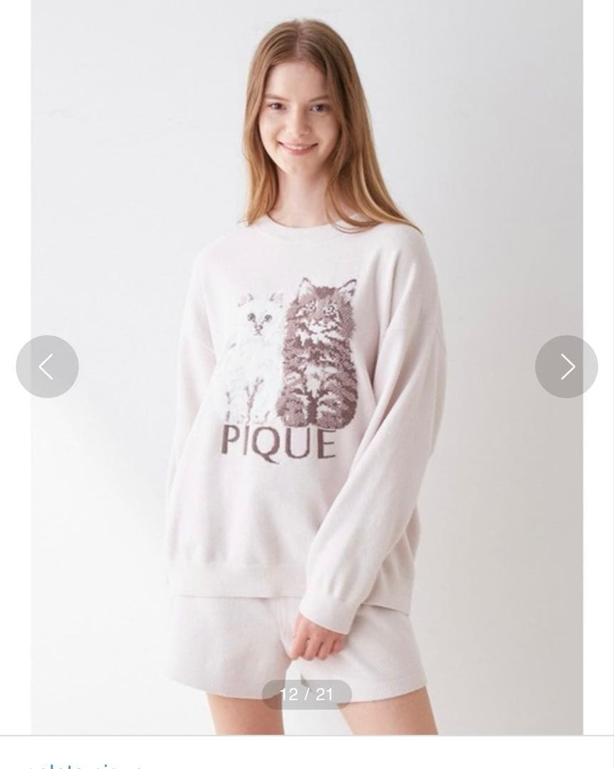 gelato pique ツインキャットジャガードプルオーバー 上下セットピンク