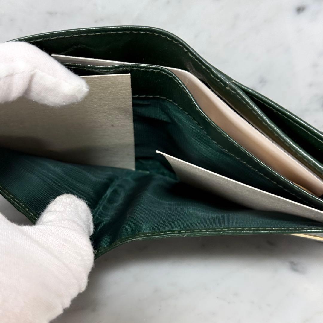 OLD GUCCI グッチ 二つ折り財布 グリーン 本革 手 ハンド 金