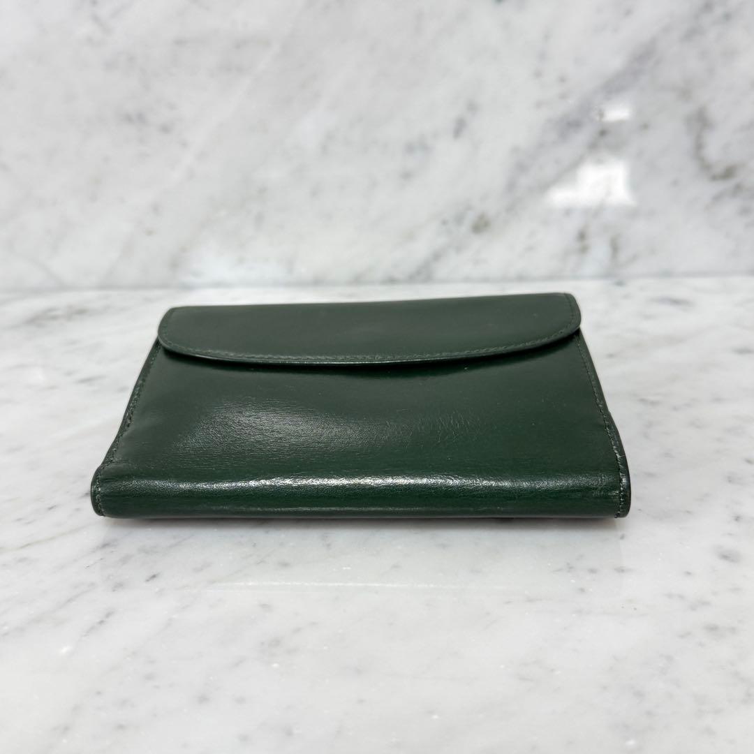 OLD GUCCI グッチ 二つ折り財布 グリーン 本革 手 ハンド 金