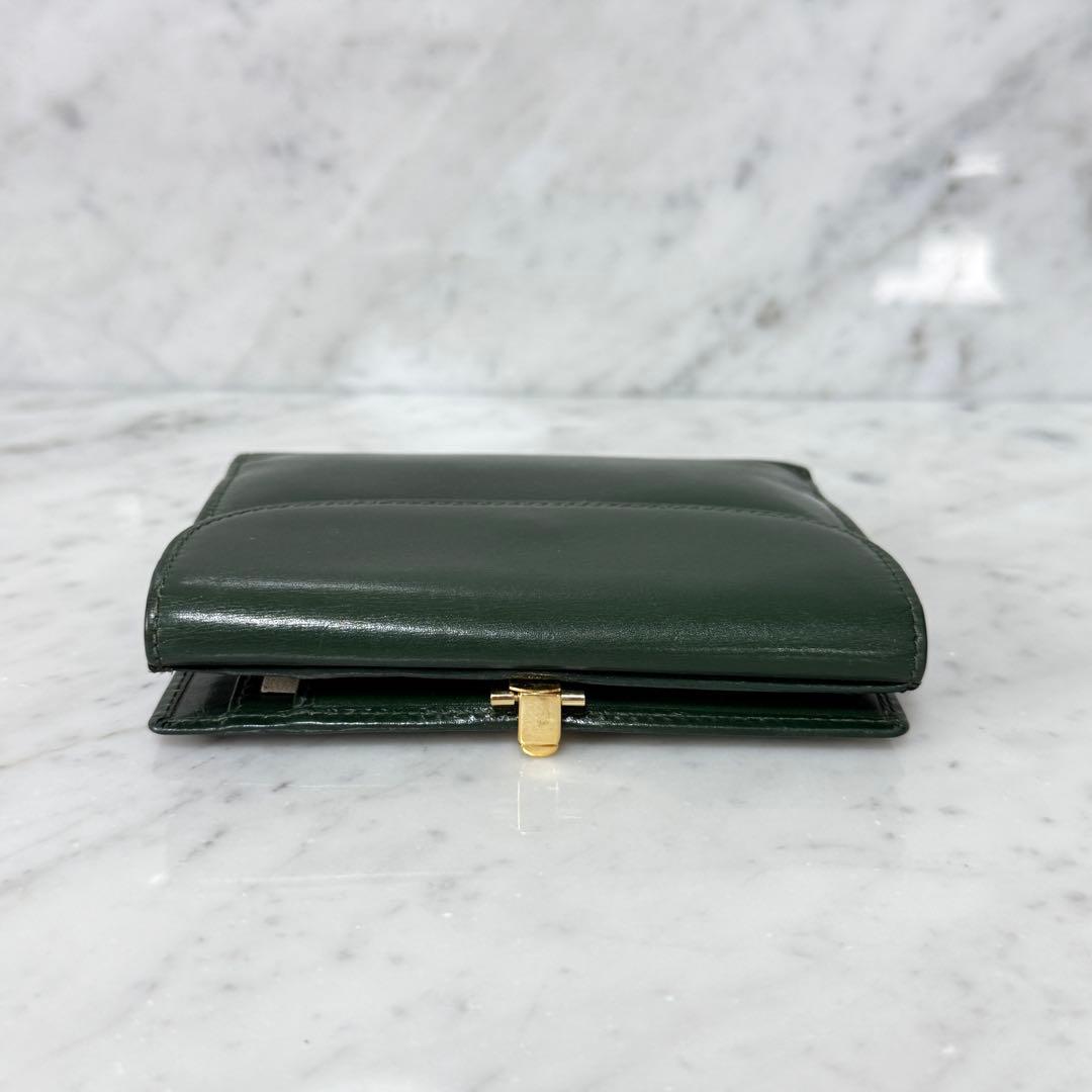 OLD GUCCI グッチ 二つ折り財布 グリーン 本革 手 ハンド 金