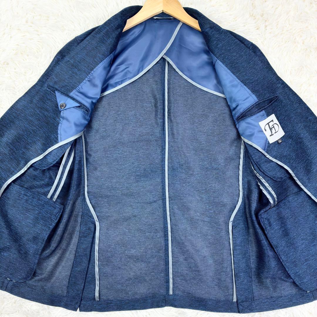 美品　ジーステージ　メッシュ　メランジ　アンコンジャケット　LL　ストレッチ　紺