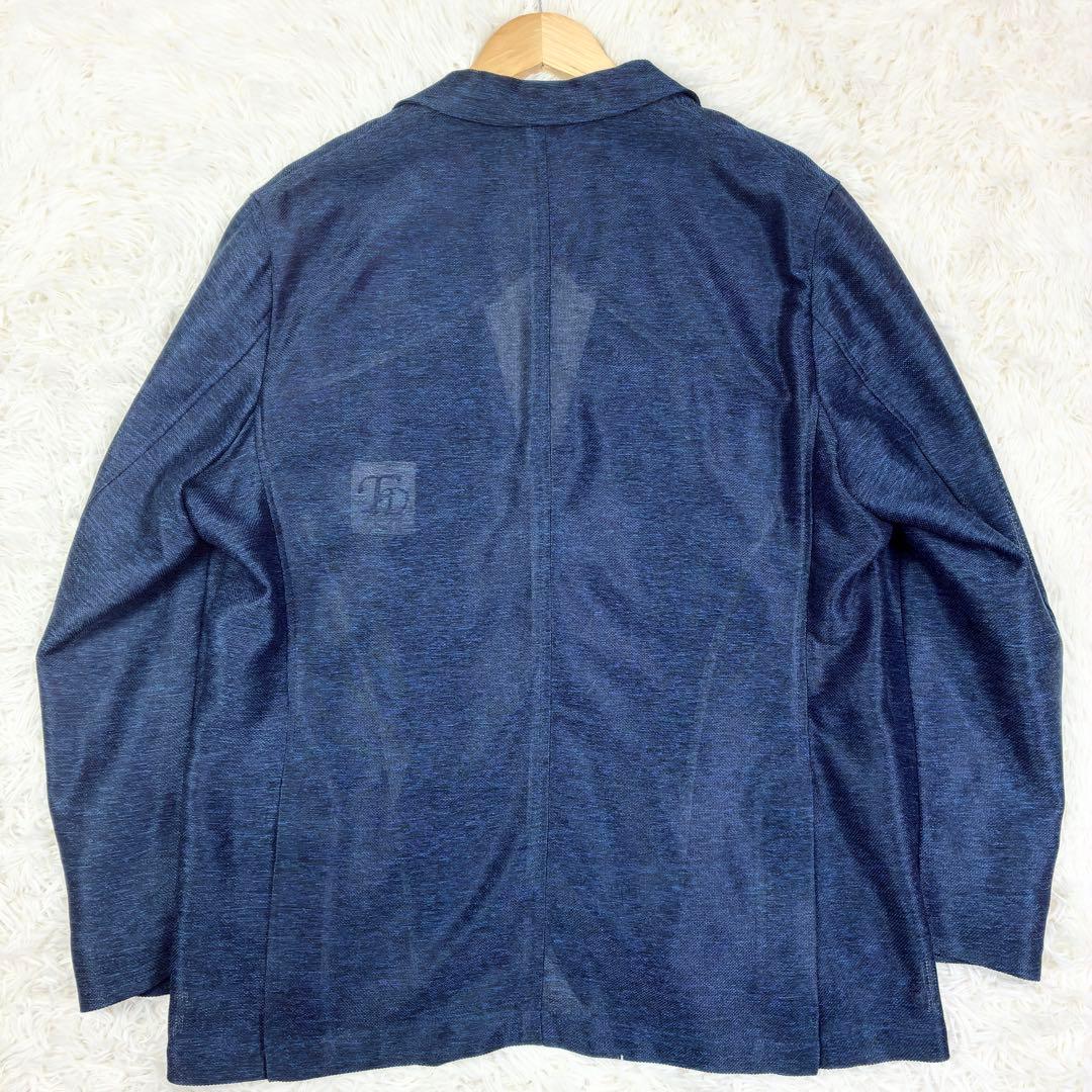 美品　ジーステージ　メッシュ　メランジ　アンコンジャケット　LL　ストレッチ　紺