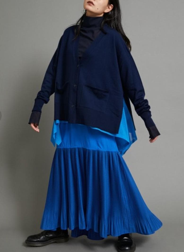 HeRIN.CYE Frill knit cardigan 変形 ネイビー 配色