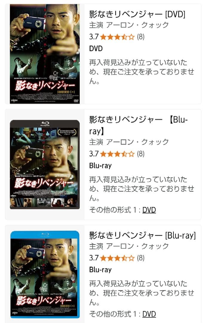 大人気商品！【廃盤】影なきリベンジャー('07香港) DVD