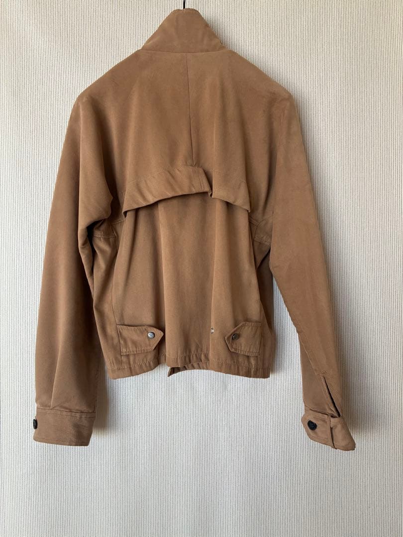 フェイクスエードブラウン スタンドカラー ジャケット