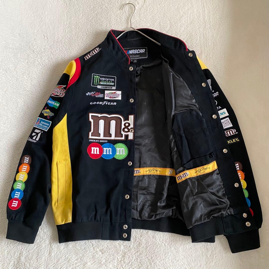 NASCAR m&m's レーシングジャケット　刺繍ロゴ　スポンサー　黒　XL
