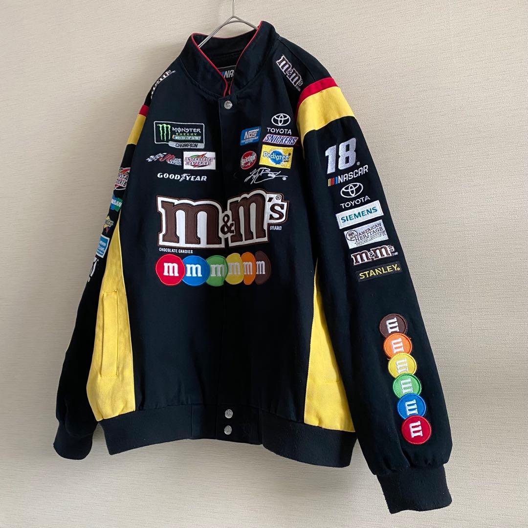NASCAR m&m's レーシングジャケット　刺繍ロゴ　スポンサー　黒　XL