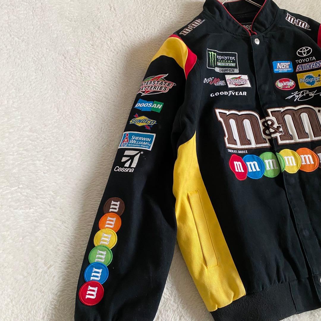 NASCAR m&m's レーシングジャケット　刺繍ロゴ　スポンサー　黒　XL