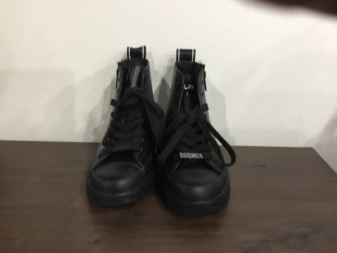【美品】リフレクターライン付き ブラックハイカットブーツ