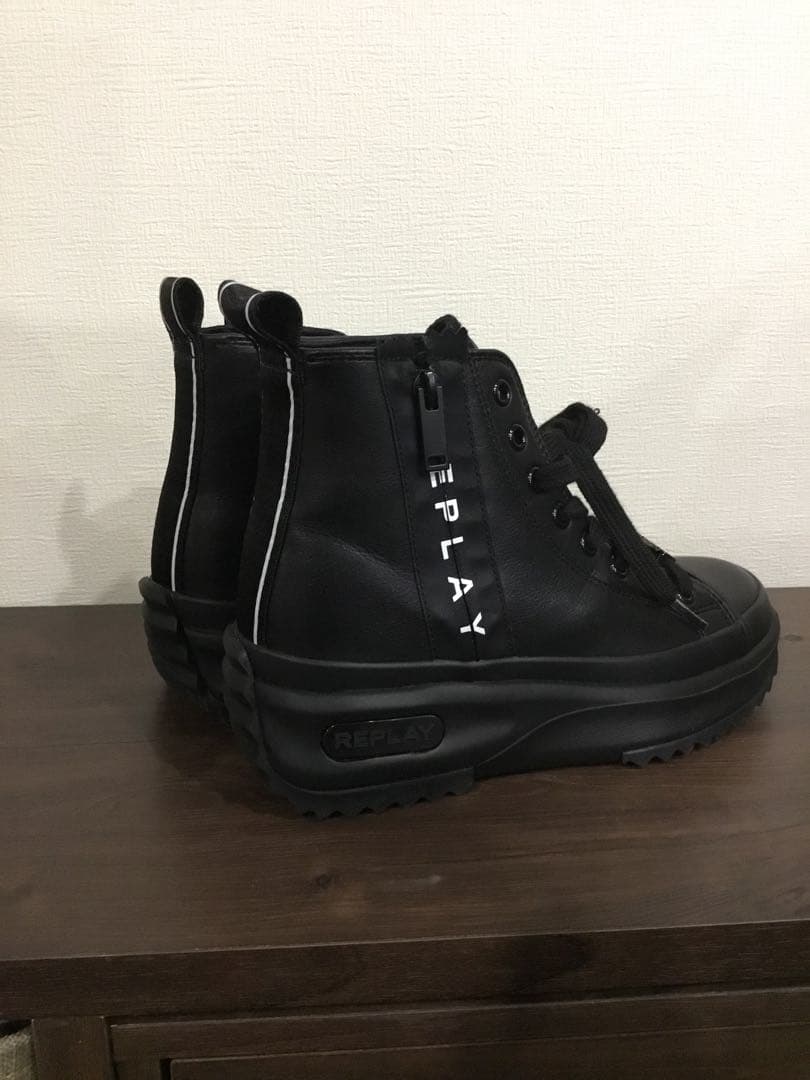 【美品】リフレクターライン付き ブラックハイカットブーツ