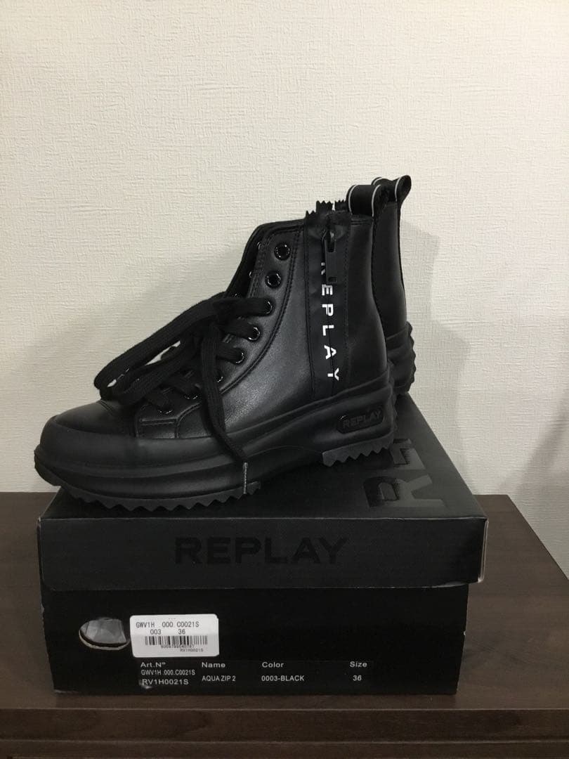 【美品】リフレクターライン付き ブラックハイカットブーツ