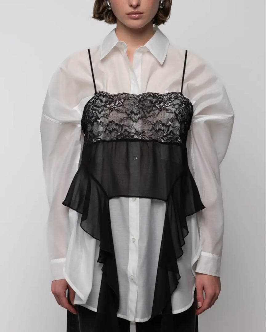 mool Lace sheer top with frill ESTHE 完売品