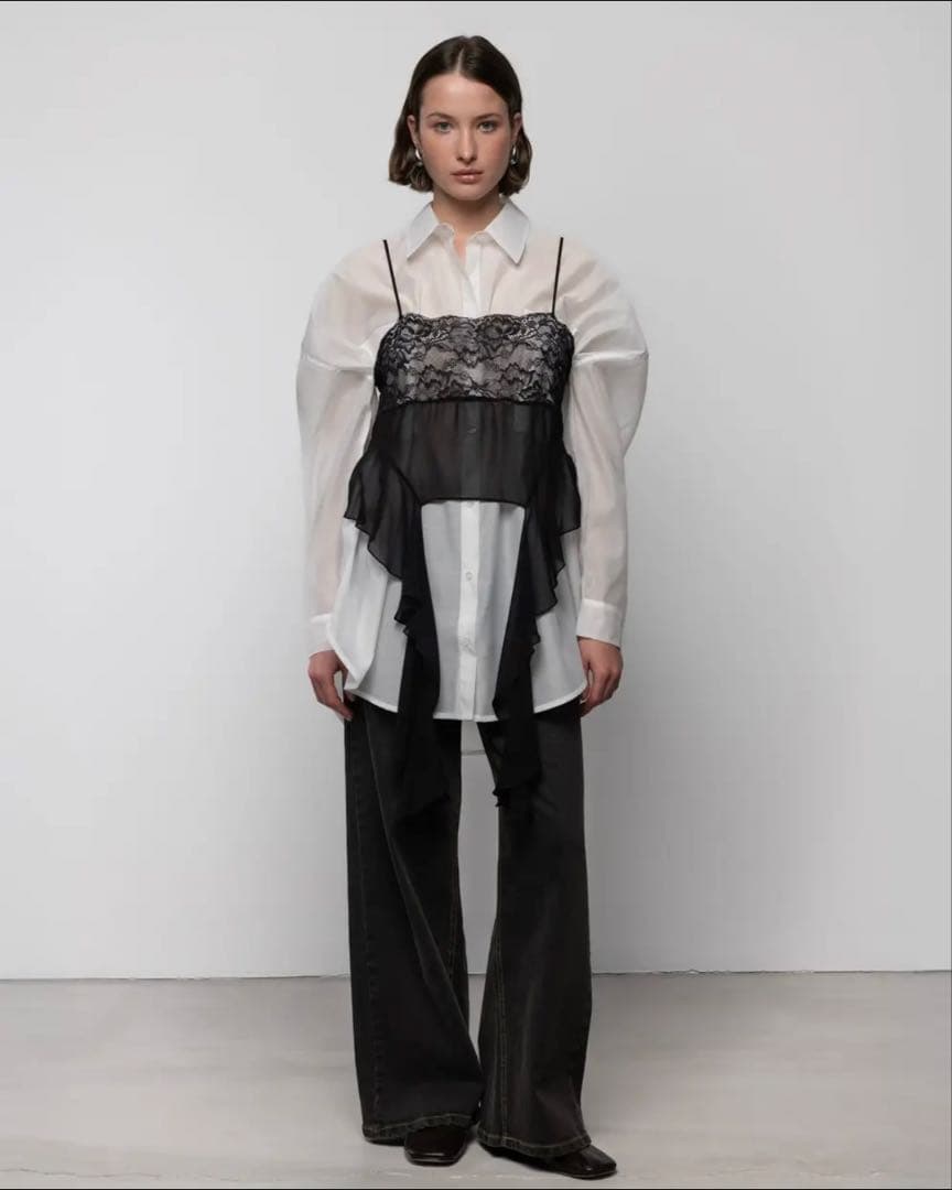 mool Lace sheer top with frill ESTHE 完売品