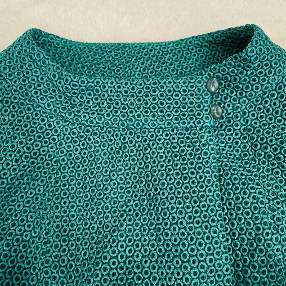 シビラ　豪華総刺繍　スプリングコート　日本製　グリーン　M　美品　希少