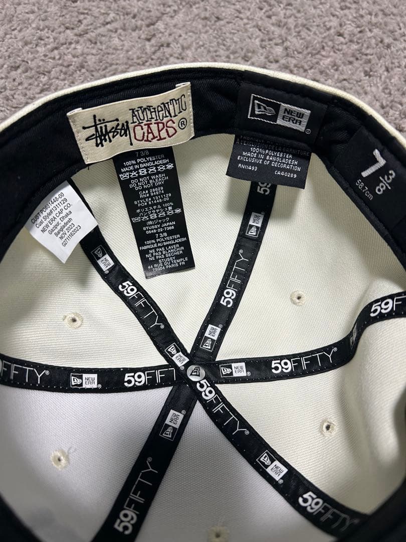 Stussy 8ボールロゴ 59FIFTYキャップ 7 3/8 ホワイト