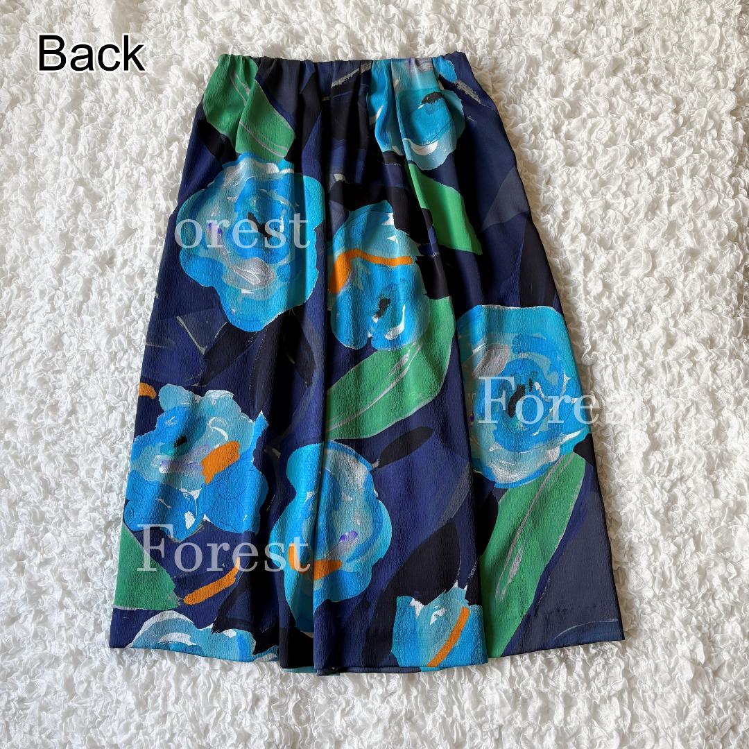 【美品】ダブルフラワープリントランダムタックフレアスカート　size36