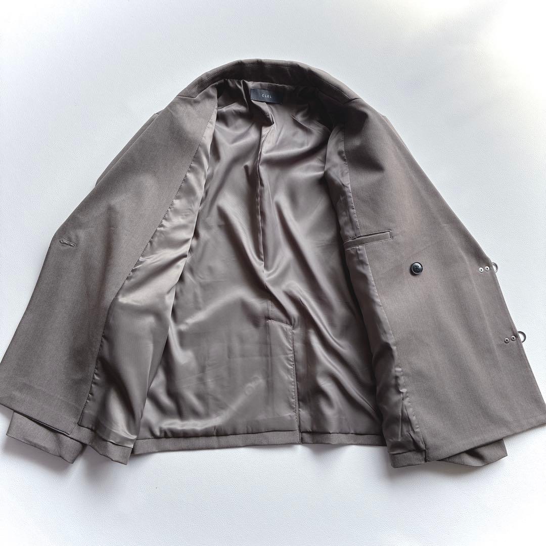 極美品 CLEL プライムTRダブルラペルテーラードジャケット XS ベージュ系