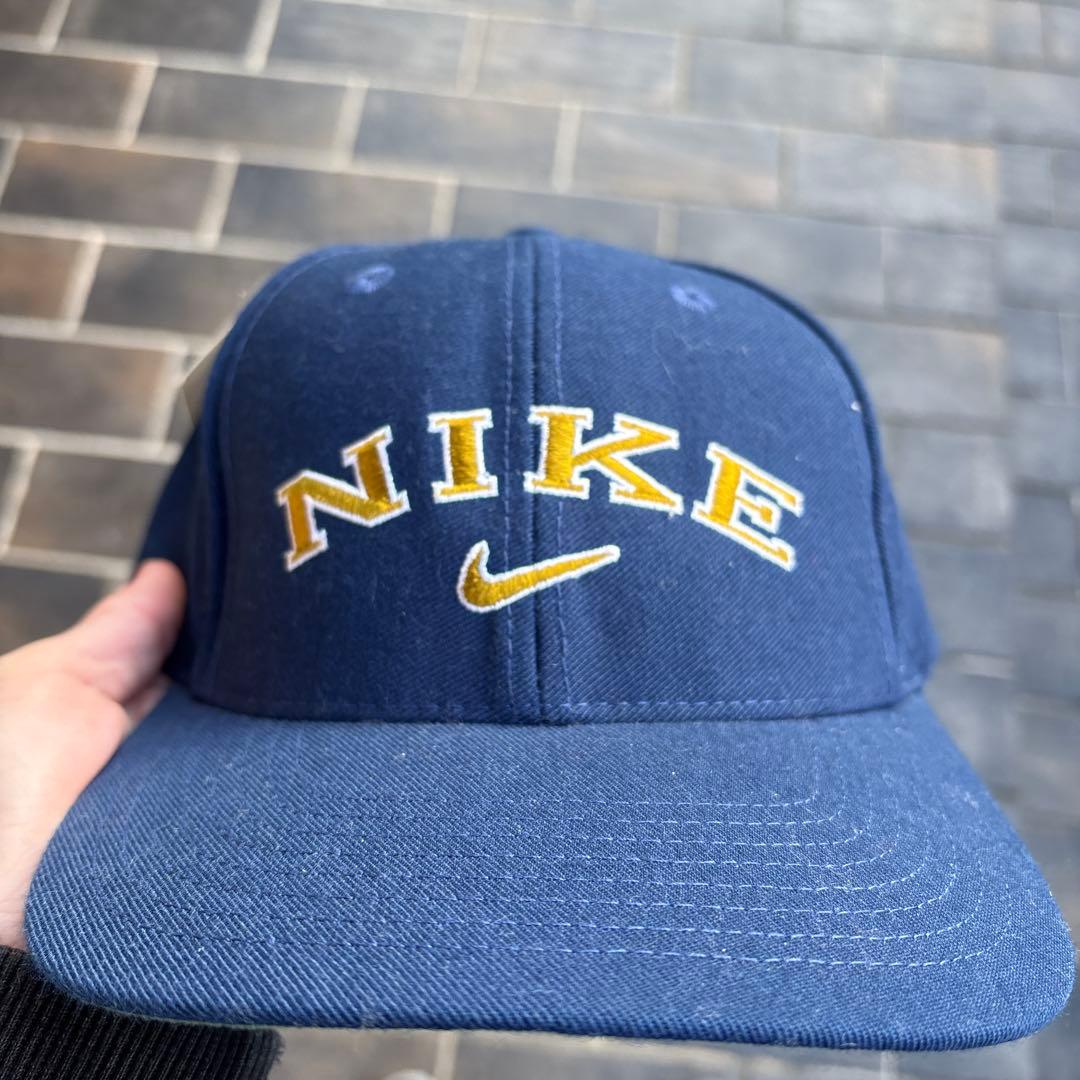 デッドストック 90s OLD NIKE キャップ ネイビー 金 vintage