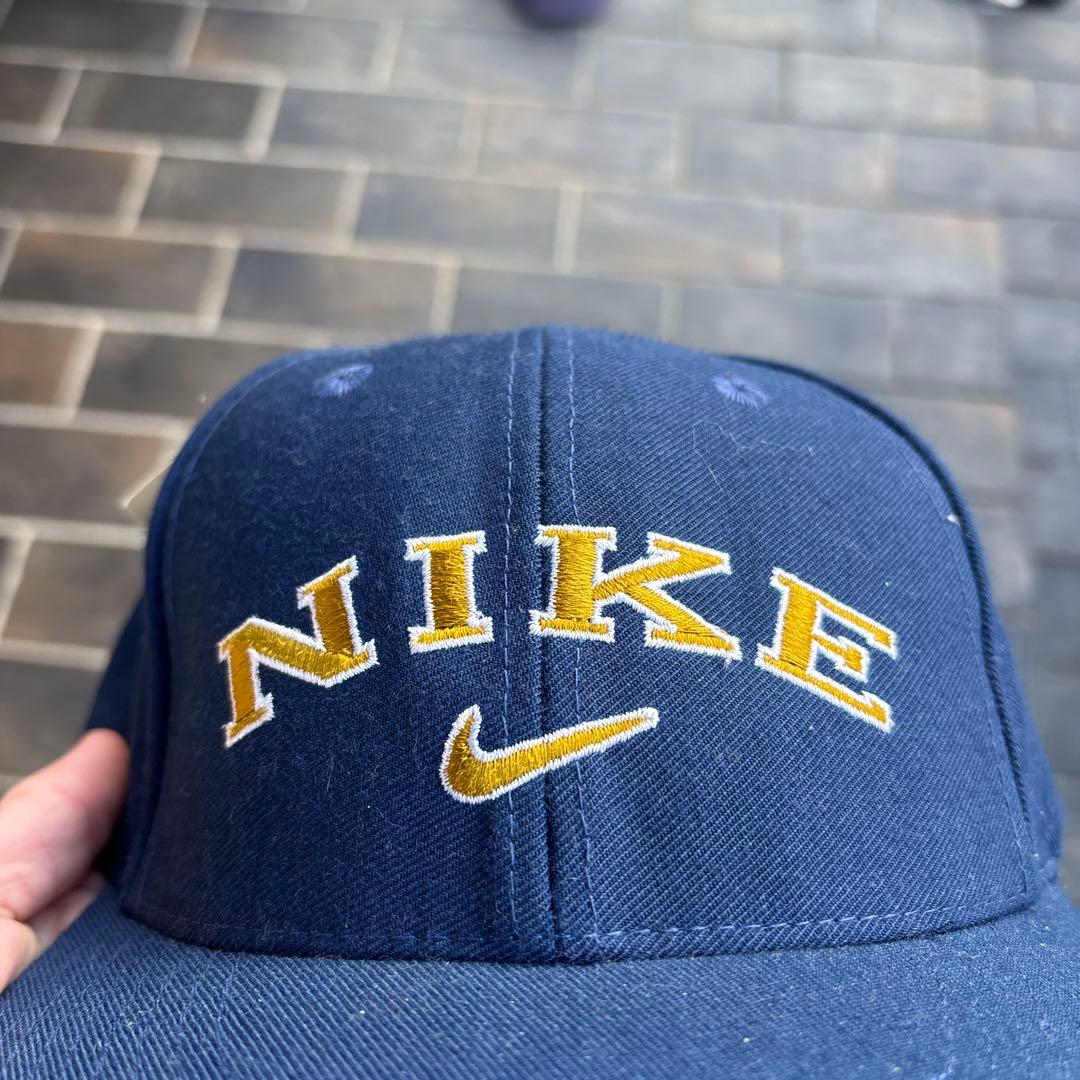 デッドストック 90s OLD NIKE キャップ ネイビー 金 vintage