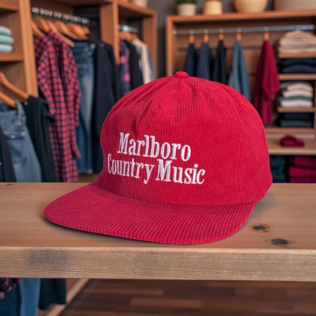 マルボロ Marlboro Country Music コーデュロイキャップ 赤