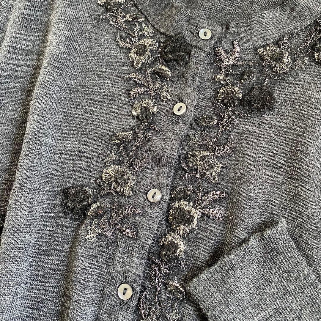 美品　Ermanno Scervino 刺繍　カーディガン　ウール　42 ラメ