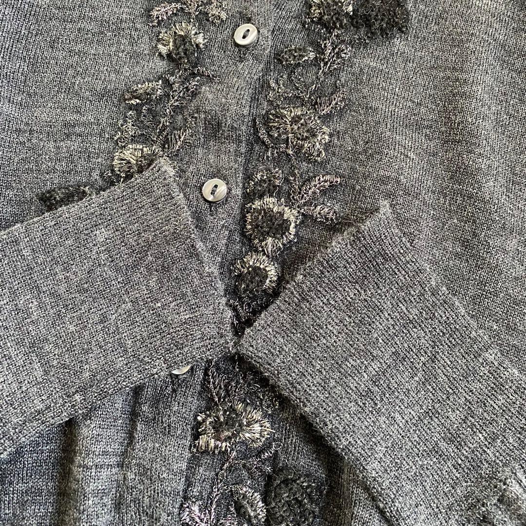 美品　Ermanno Scervino 刺繍　カーディガン　ウール　42 ラメ