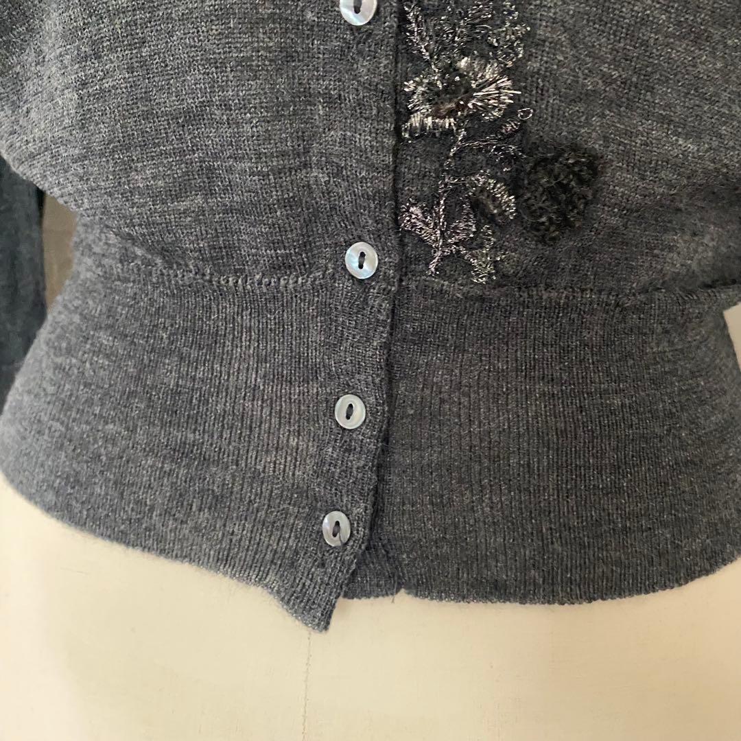 美品　Ermanno Scervino 刺繍　カーディガン　ウール　42 ラメ
