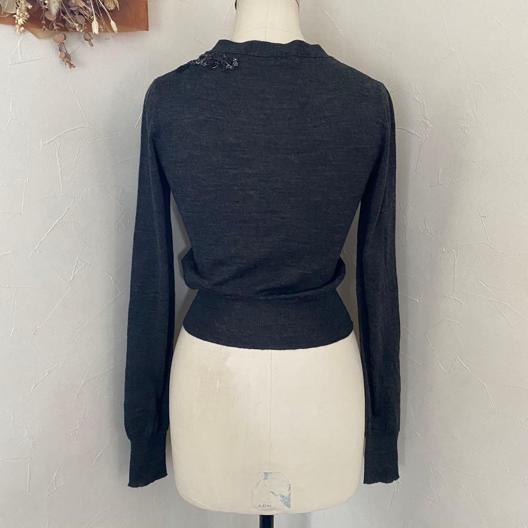 美品　Ermanno Scervino 刺繍　カーディガン　ウール　42 ラメ