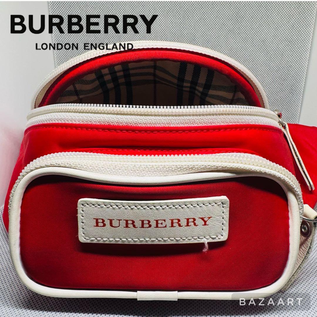 BURBERRY LONDON ボディバッグウエストポーチ ノバチェック赤レッド