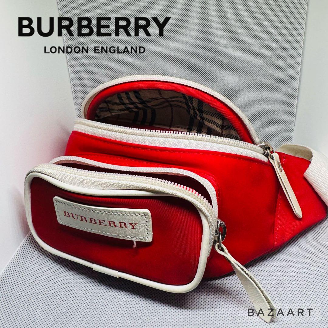 BURBERRY LONDON ボディバッグウエストポーチ ノバチェック赤レッド