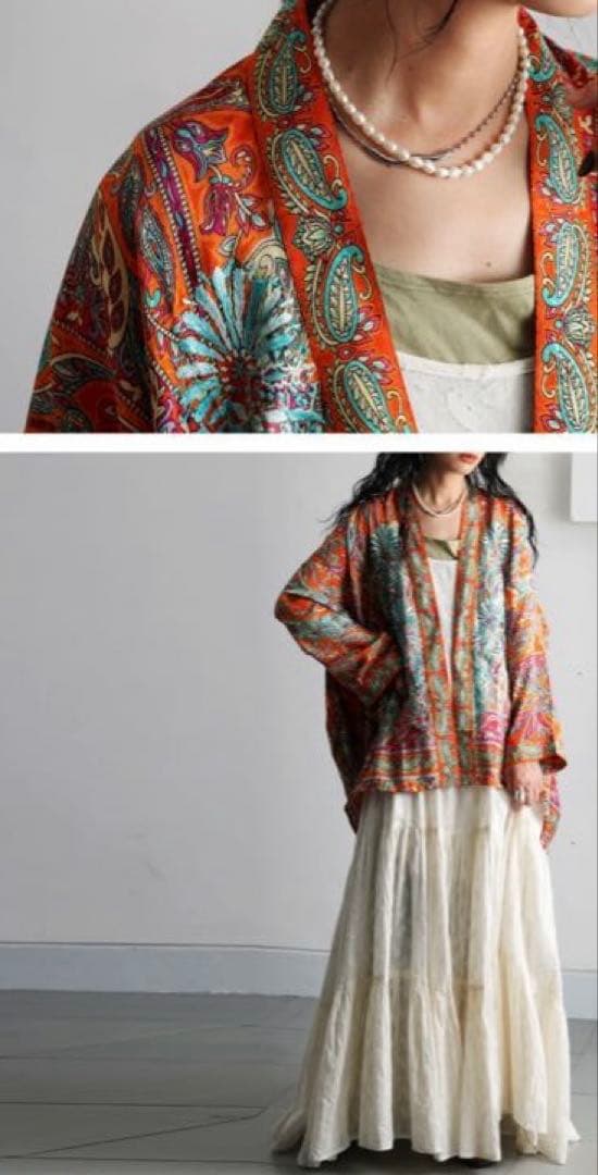 【試着のみ】定価6,990円antiquaアンティカ エスニック柄刺繍カーデ