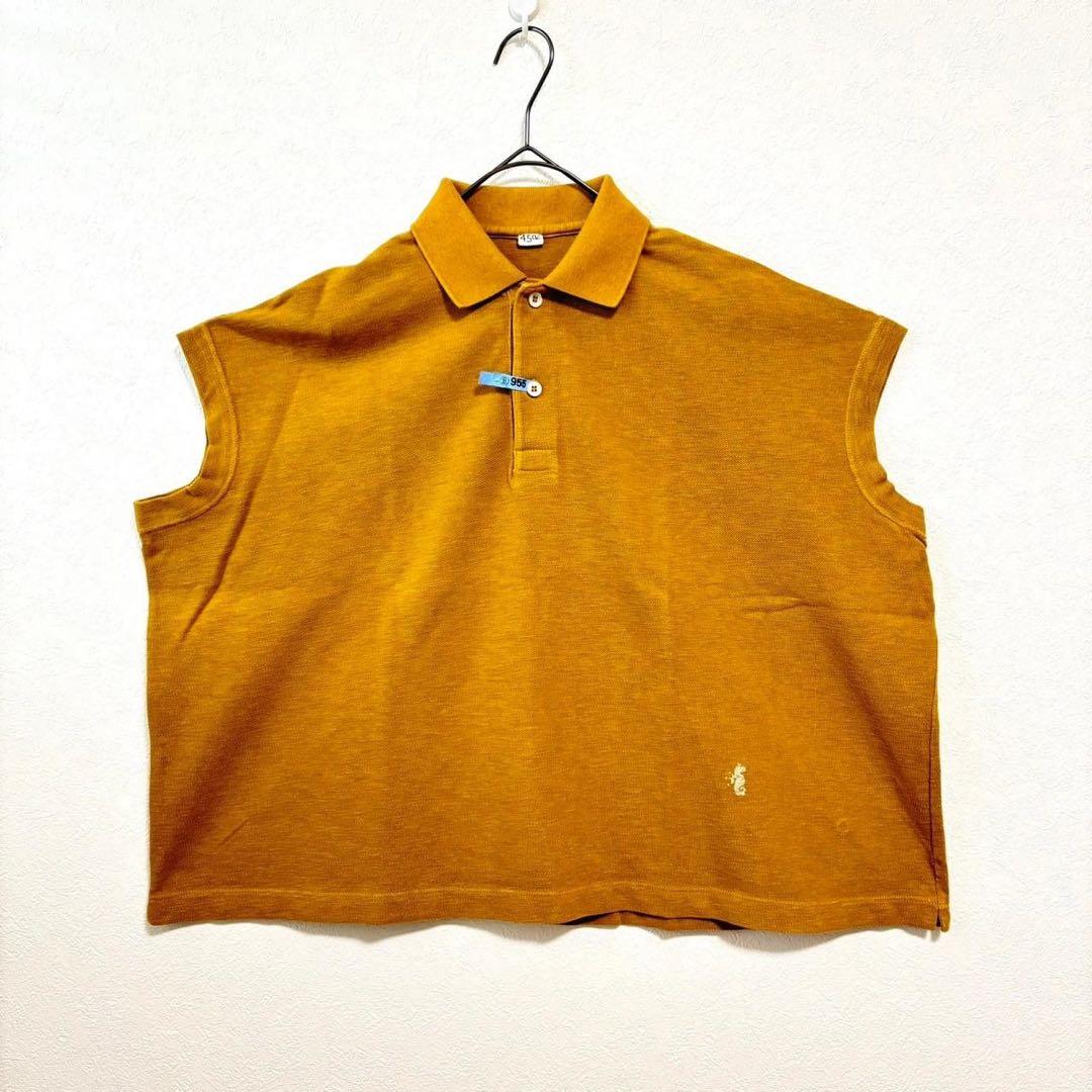 美品45R ジンバカノコの33色馬ポロ 黄土 ノースリーブポロシャツ