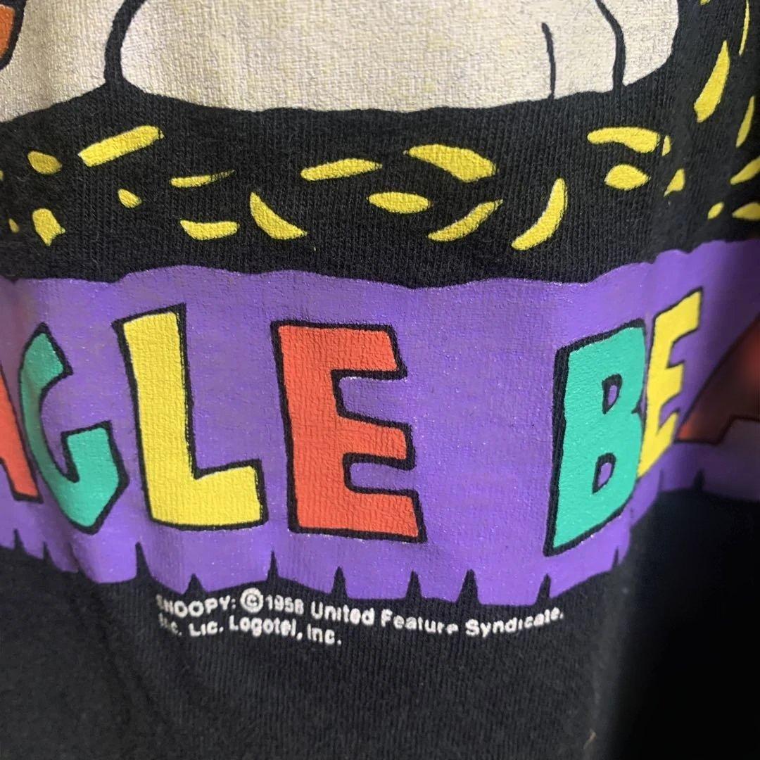 90s Tシャツ プリント USA製 シングルステッチ 黒 スヌーピー