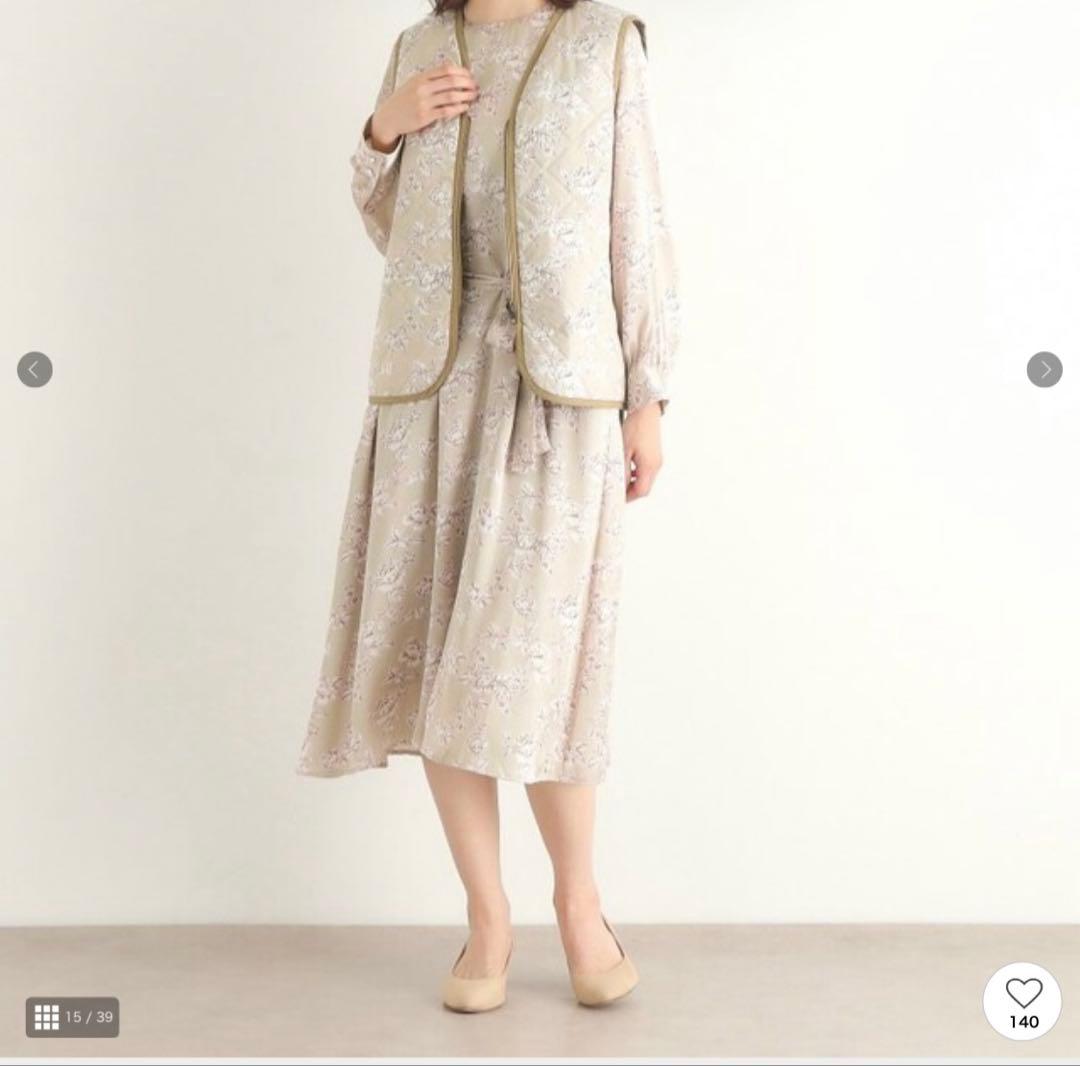 【2回使用　美品】ローラアシュレイ　花柄インナー　ステンカラーコート　Lサイズ