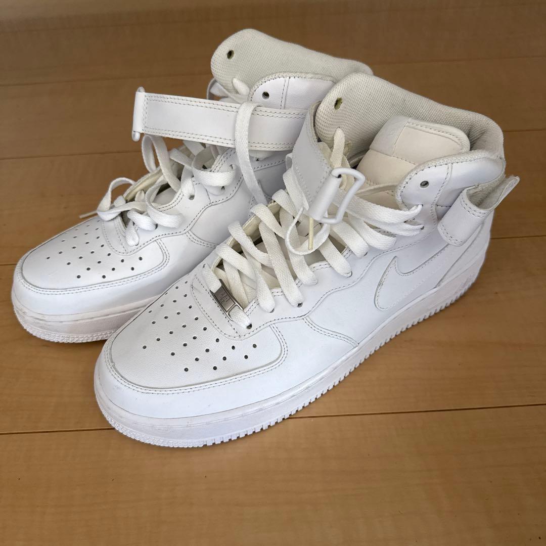 【美品】NIKE エアフォース1 MID ホワイト 28.5cm 人気 定番 白