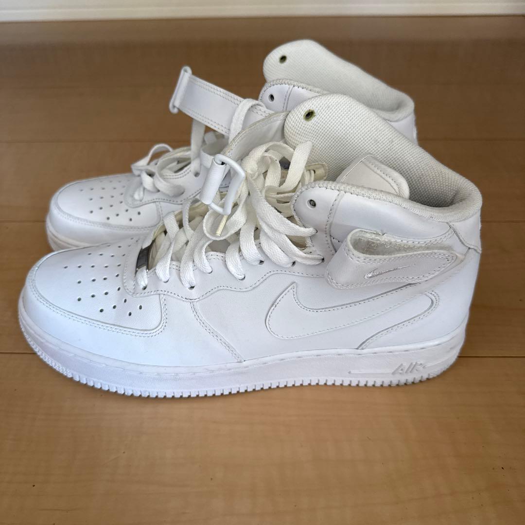 【美品】NIKE エアフォース1 MID ホワイト 28.5cm 人気 定番 白