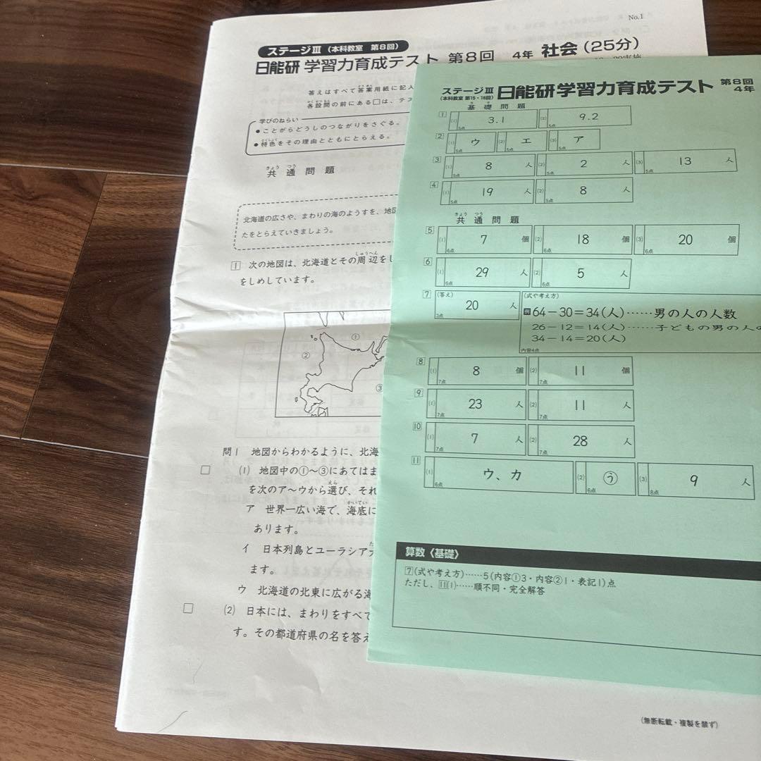 日能研4年☆学習力育成テスト2025年1回〜８回
