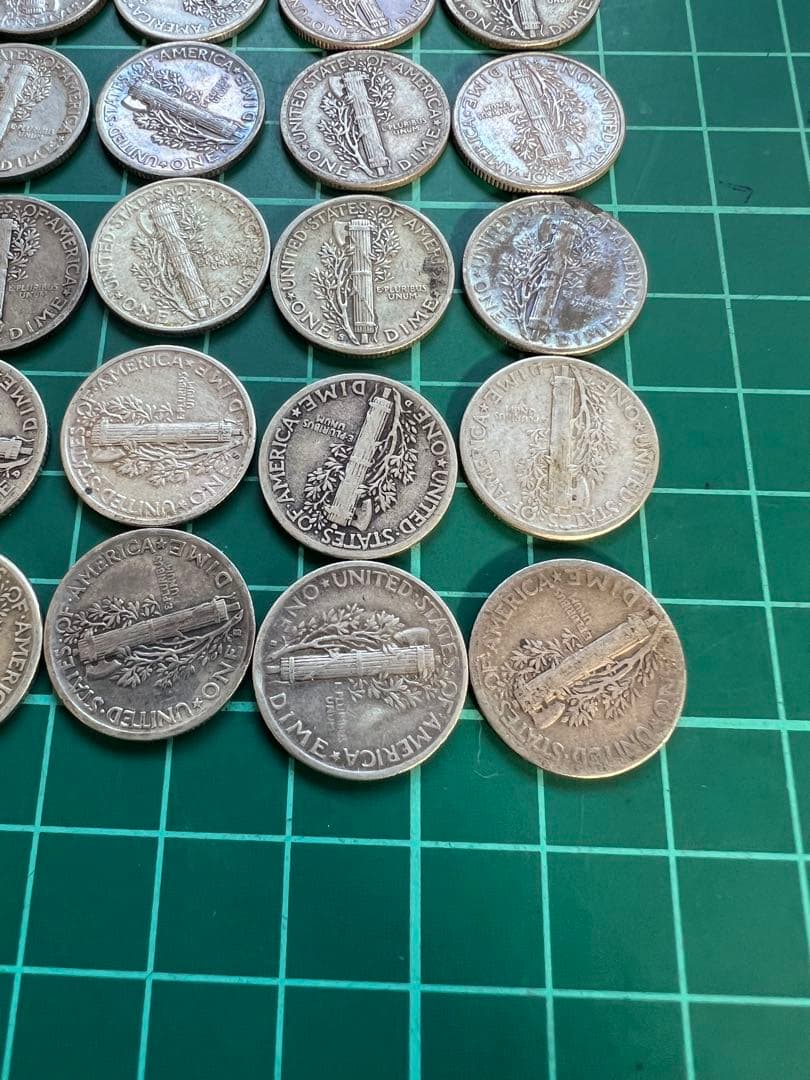 外国銀貨　アメリカマーキュリー10C銀貨 35枚まとめロット　85.8g