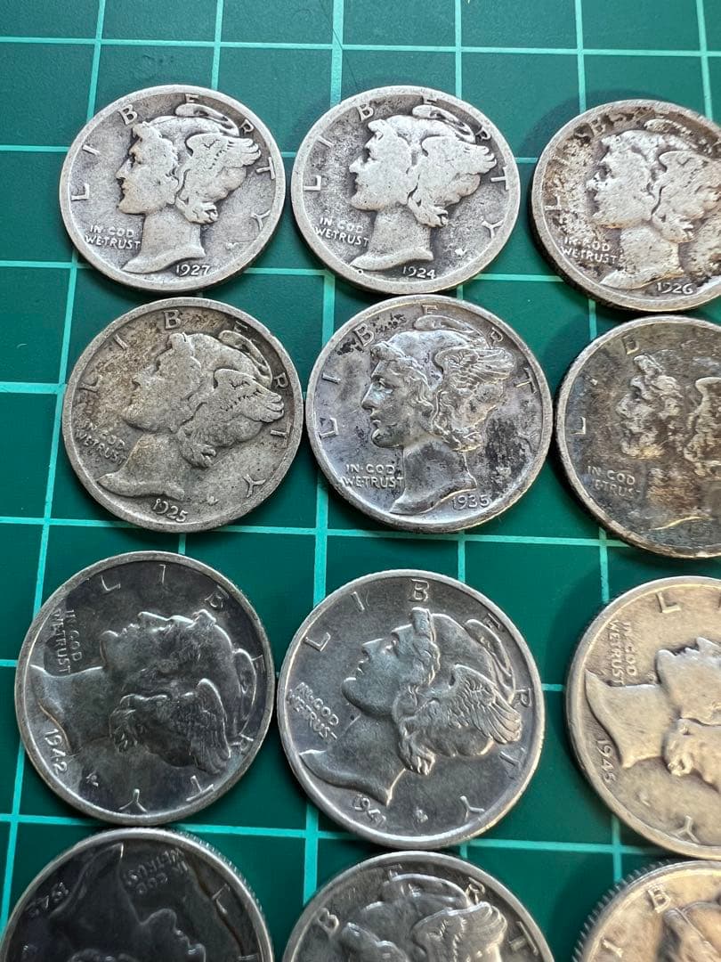 外国銀貨　アメリカマーキュリー10C銀貨 35枚まとめロット　85.8g