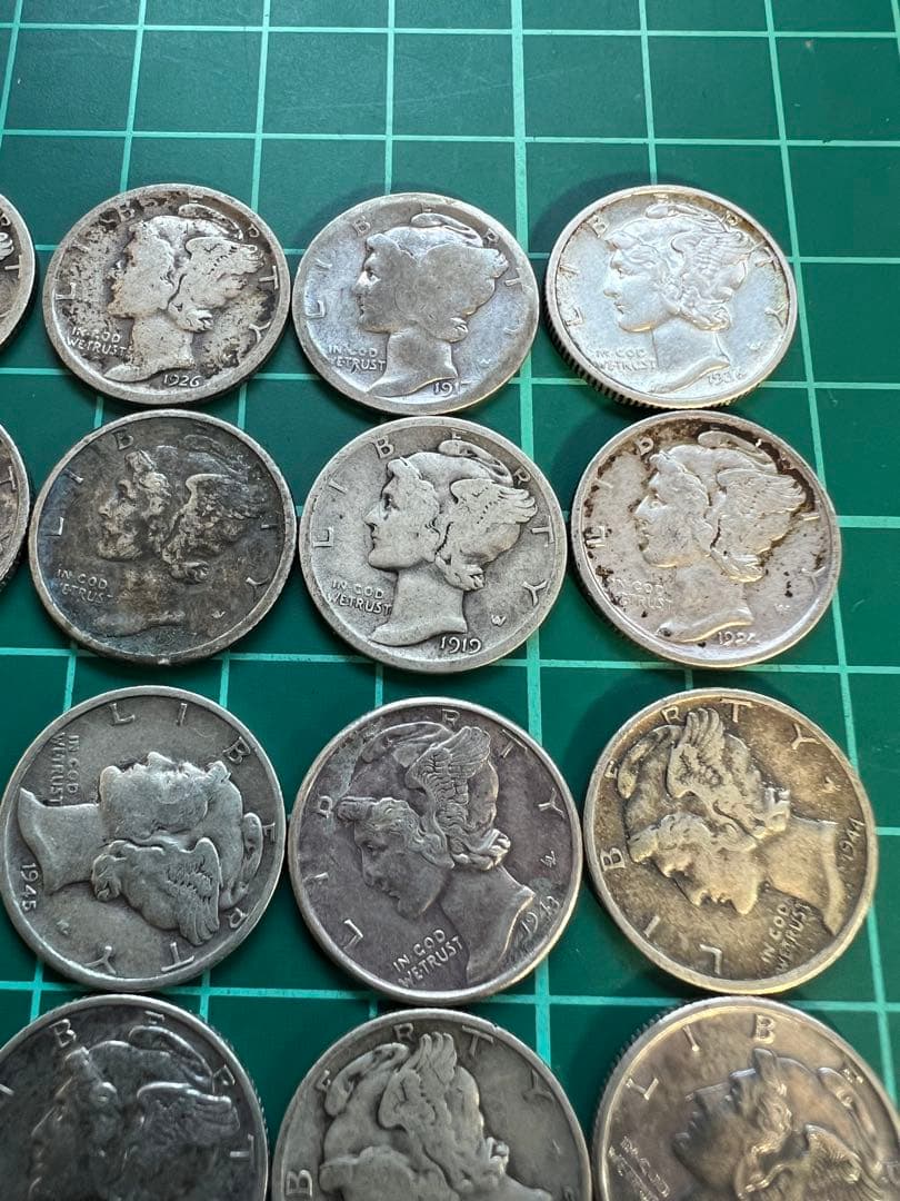 外国銀貨　アメリカマーキュリー10C銀貨 35枚まとめロット　85.8g