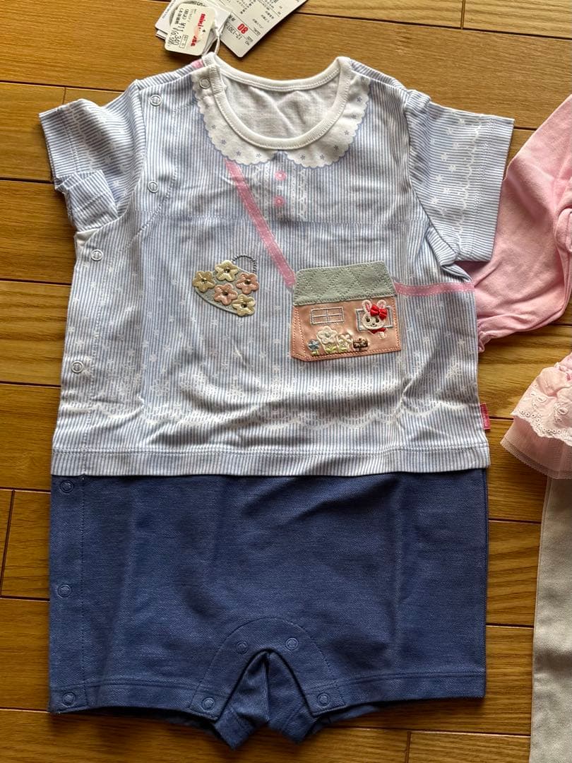 ゆ*み様 ミキハウス　DOUBLE_B 新品　80cm ロンパース　Tシャツ　う
