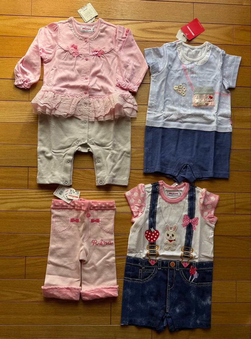 ゆ*み様 ミキハウス　DOUBLE_B 新品　80cm ロンパース　Tシャツ　う