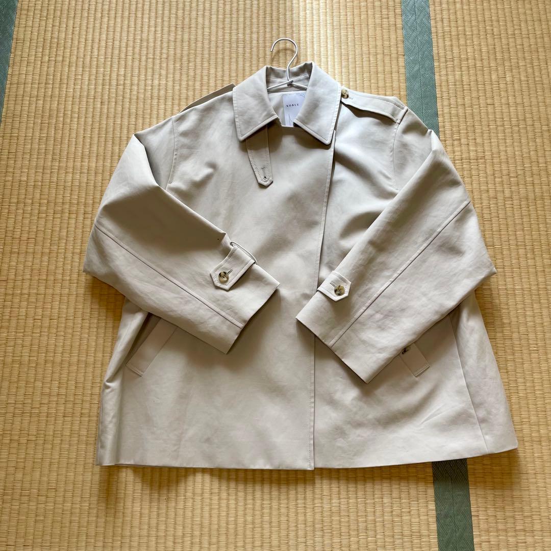 【美品】ノーブル コットンダブルクロスハーフコート スプリングコート