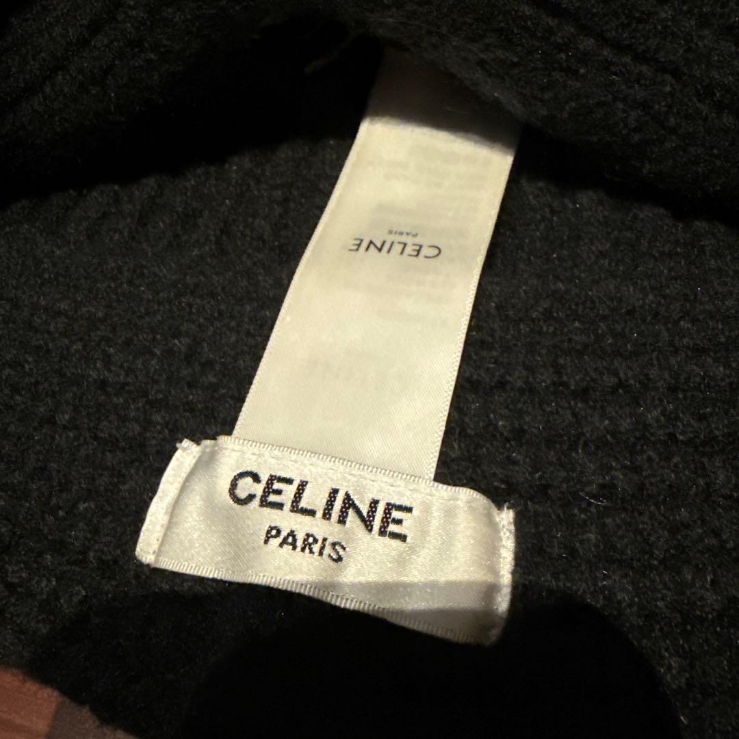 CELINE 黒 カシミアウールシルク ニット帽