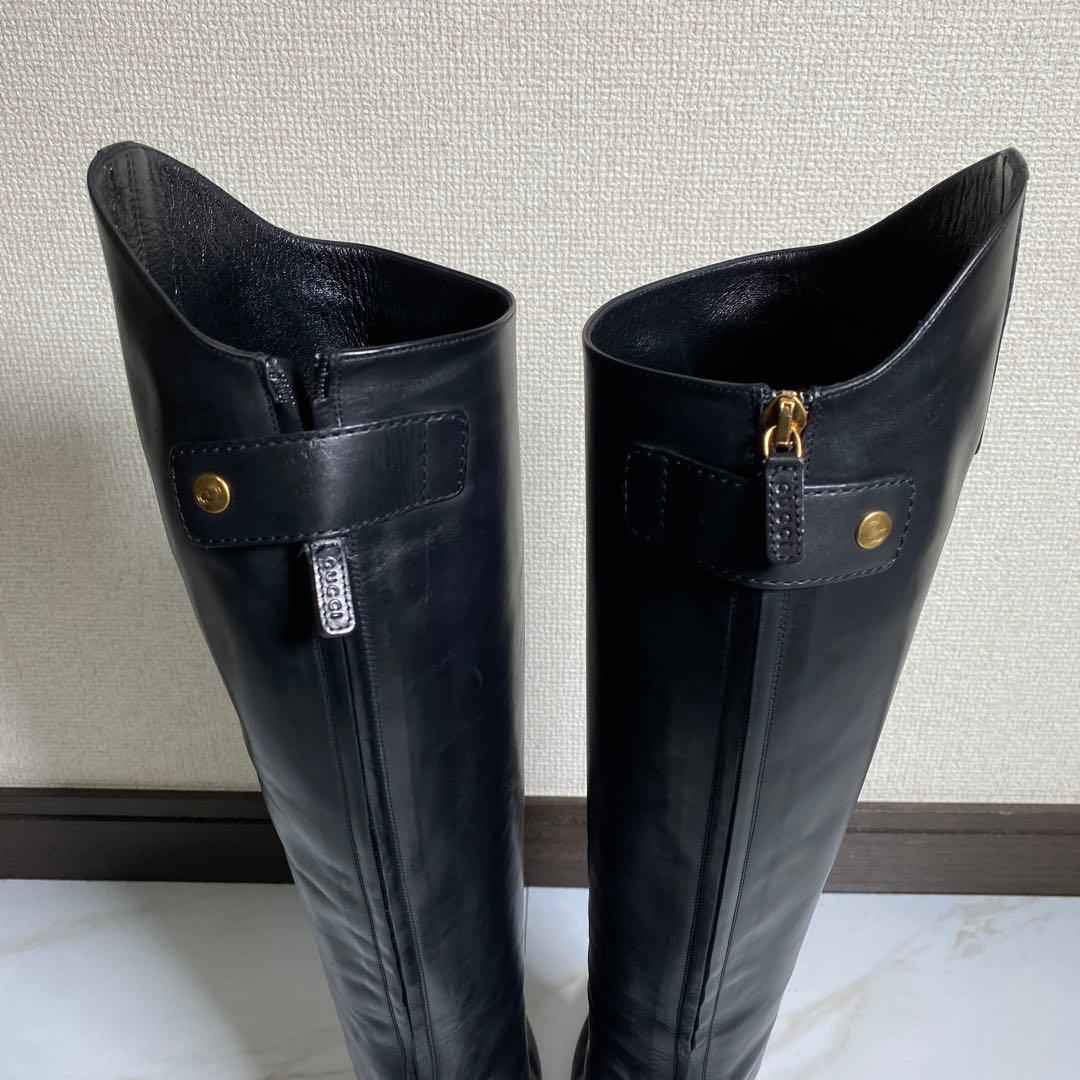13AW♡グッチ バックジップ パリコレランウェイモデル ニーハイブーツ