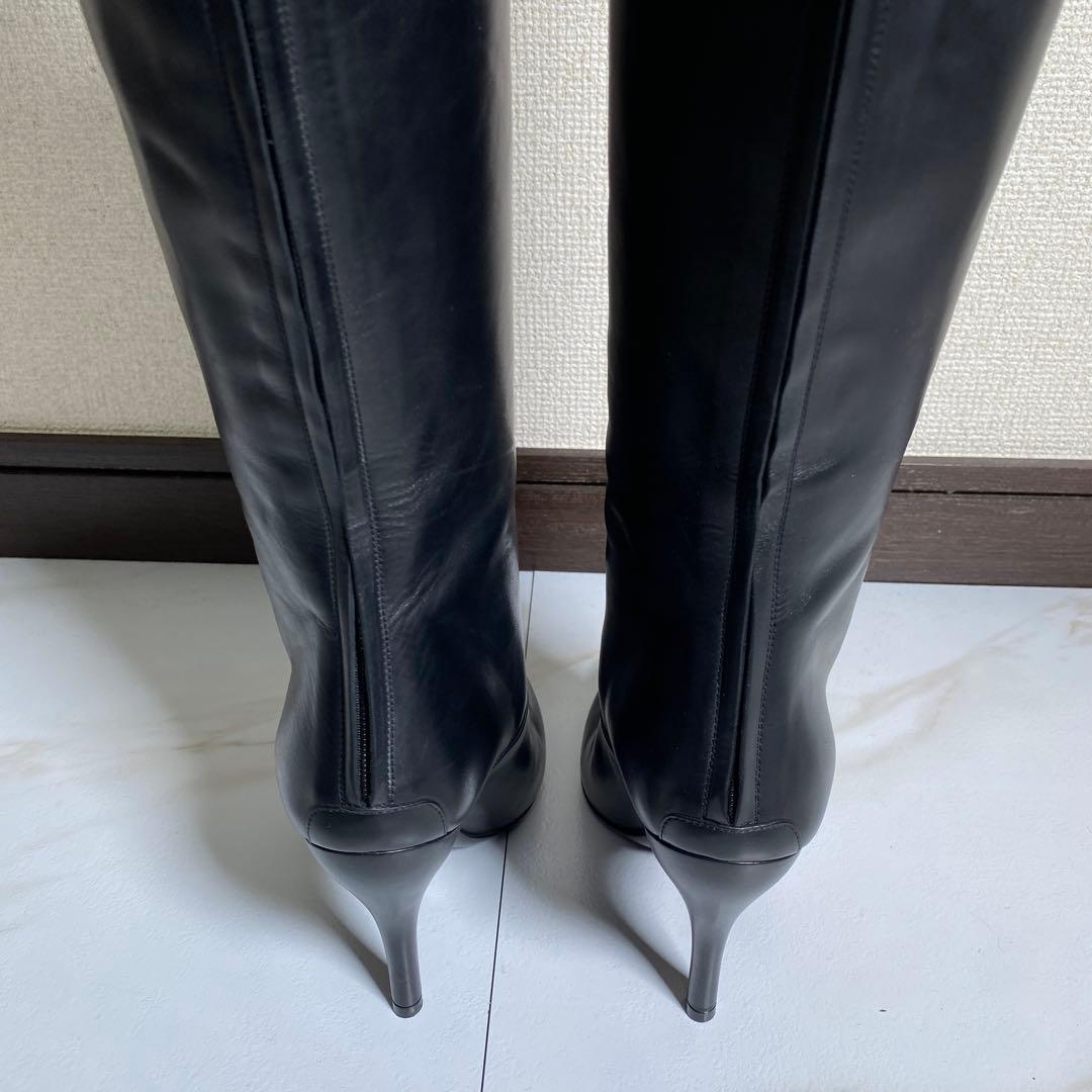 13AW♡グッチ バックジップ パリコレランウェイモデル ニーハイブーツ