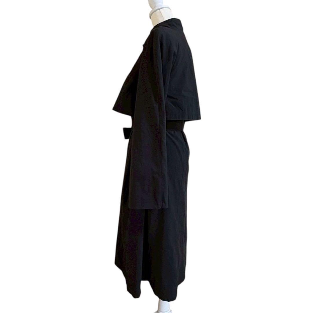 SANYO COAT ブラック トレンチコート　ロングコート　腰ベルト　綺麗め