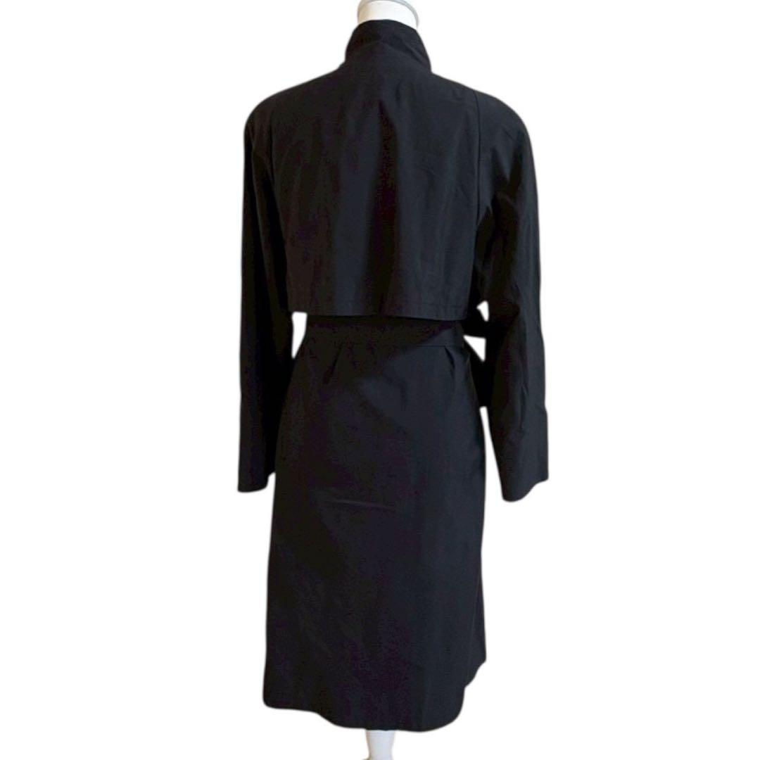 SANYO COAT ブラック トレンチコート　ロングコート　腰ベルト　綺麗め