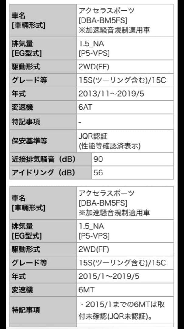 アクセラスポーツ 柿本改　マフラー　classKR マツダ　BM系